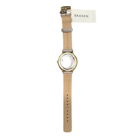 Skagen women’s watch - ivory face with gray leather strap and gold hardware - Picture 3 of 4